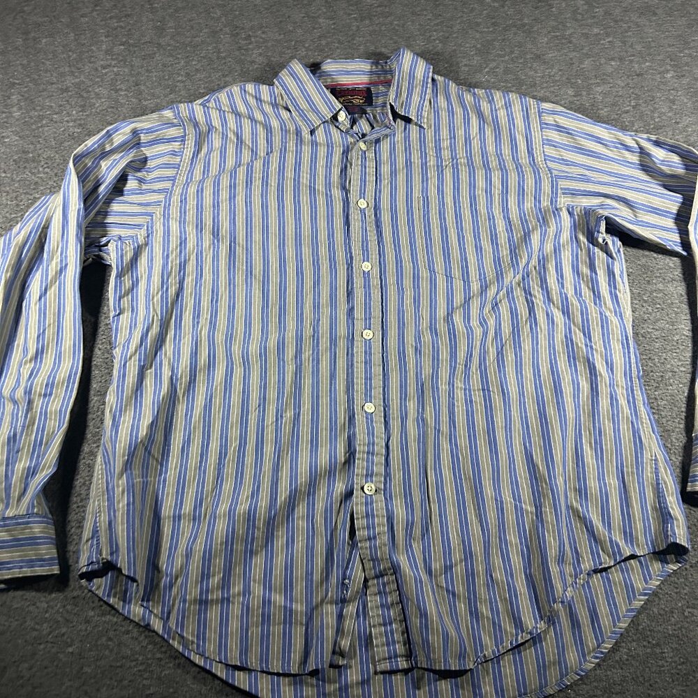 Daniel Cremieux Vintage Blue Green Stripe Button Down Men's XL Shirt Long Sleeve